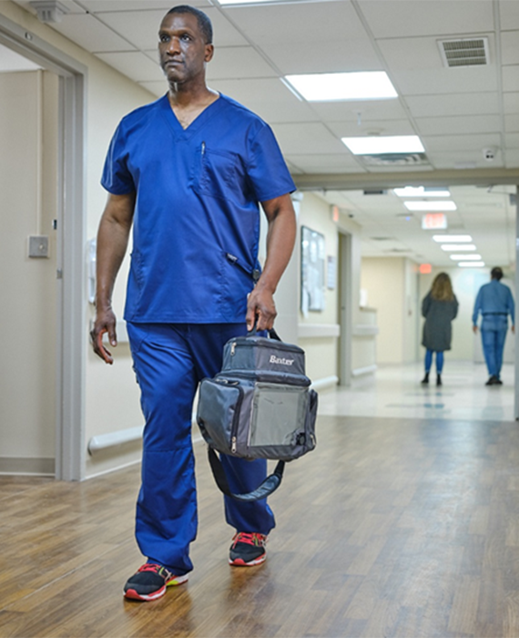 Doctor holding a carrying case